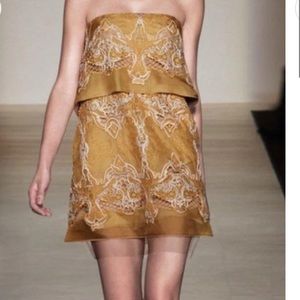 Bcbg maxazria runway strapless yellow silk dress size 4